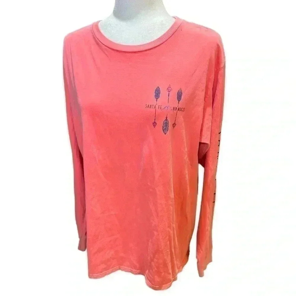 Blue 84 Sante Fe New Mexico Long Sleeve Crewneck T-Shirt Coral Size M - Picture 2 of 7